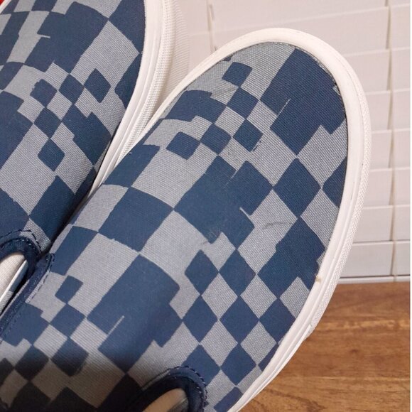 SOLD🔶️🔶️🔶️🔶️unisex Vans stacked blue checkerboard slip on shoes M(8.5) W(10) - Picture 6 of 11
